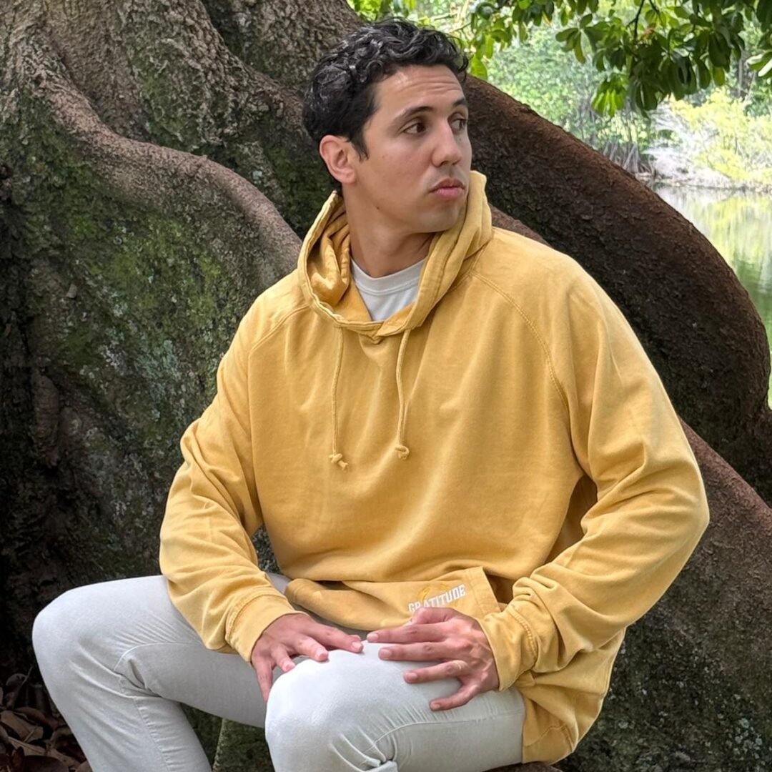 Gratitude" Mustard Hoodie – Garment-Dyed Pullover